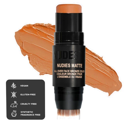 Nudestix Nudies Matte Cream Bronzer 3-in-1 All Over Face Colour for Face, Eyes, and Lips w/Blending Brush