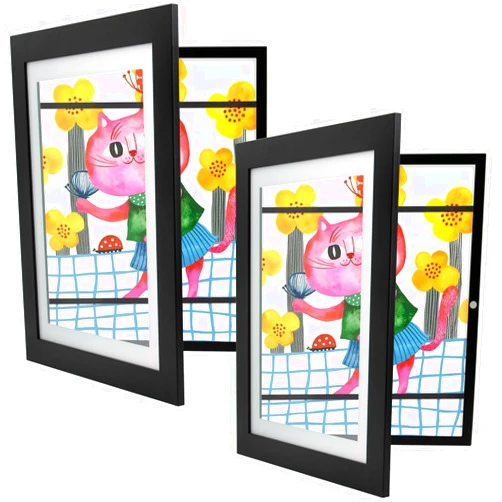Golden State Art, 10x12.5 Kids Art Frames, Front-Opening Picture Frame Great for Kids Drawings, Artworks, Children Art Projects, Schoolwork, Home or Office (Black Set of 2)