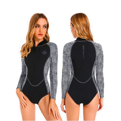 Seaskin Womens One Piece Long Sleeves Shorty Wetsuit 2mm