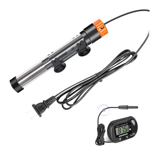 SEAJOEWE Adjustable 50W Aquarium Heater Super Short Submersible Fish Tank Heater with LED Digital Display Thermostat, for Tanks (50W,5-10 Gallons)