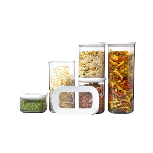 Mepal, MODULA 7 Piece Food Storage Box Set for Cereal or Pasta with 3 Transparent Lids, Airtight, BPA Free, 1 Set