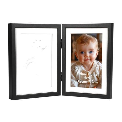 Lyeasw Baby Hand and Footprint Kit, Baby Keepsake 4x6 Clay Picture Frames for Newborn Boys Girls New Mom Gifts, Black