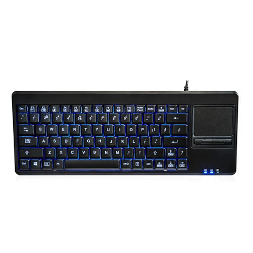 Perixx PERIBOARD-315H, Wired USB Backlit Keyboard with Touchpad and 2 USB Ports, Black (10917)