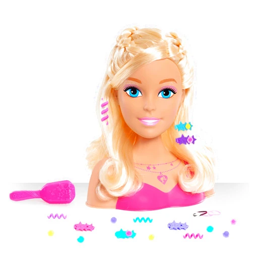 Barbie Fashionistas 8-Inch Styling Head, Blonde, 20 Pieces Include Styling Accessories, Hair Styling for Kids, Kids Toys for Ages 3 Up by Just Play