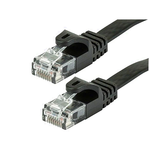 Monoprice Cat5e 10ft Black Flat Patch Cable UTP 30AWG 350MHz Pure Bare Copper Snagless RJ45 Flexboot Series Ethernet Cable