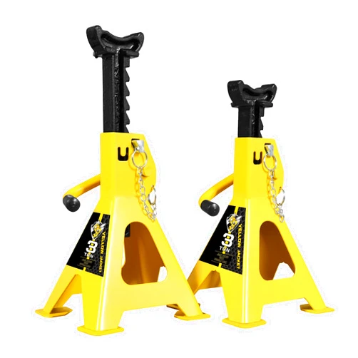 YELLOW JACKET Car Jack Stands 3 Ton with Double Locking and Large Foot Base for Lifting SUVS, Heavy Duty Steel, 6600 lb Capacity, 1 Pair, Yellow
