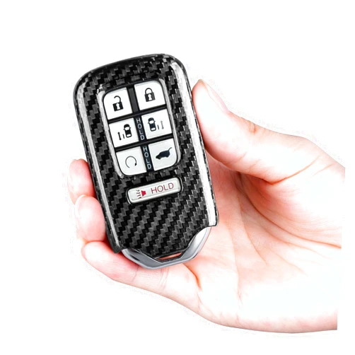 T-carbon Real Glass Fiber Key Fob Cover Compatible with Honda Accord Civic Type R Accessories CRV Pilot Ridgeline Odysey Passport, Exquisite Cases, Upgrade Key Fob Protector,Silver Black