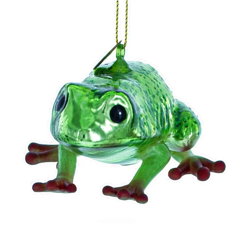 BestPysanky Lively Green Frog - Blown Glass Christmas Ornament