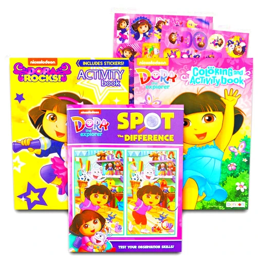 Dora the Explorer Coloring Book Super Set - 3 Dora Coloring Books Bundle with Dora Play Pack (Dora and Friends Party Supplies)