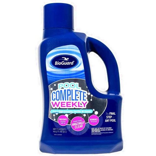 BioGuard Pool Complete Weekly 3L, 3-in-1 High-Intensity Clarifier & Cleaner, Prevents Waterline Buildup, Removes Phosphates, Keeps Water Clear