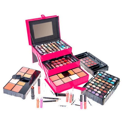 SHANY All In One Makeup Kit (Eyeshadow, Blushes, Face Powder, Lipstick, Eye liners, Makeup Pencils and Makeup Mirror - Makeup Set With Reusable Makeup Storage Box - Pink
