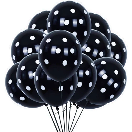 TONIFUL 100pcs Black and White Polka Dots Balloons 12inch large Polka Dot Latex Party Balloons for Wedding Birthday Party Festival Decoration Halloween Supplies