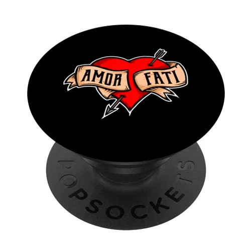 Amor Fati retro gifts for philosophers Amor Fati - Classic Nietzsche Tattoo Heart Design PopSockets Swappable PopGrip