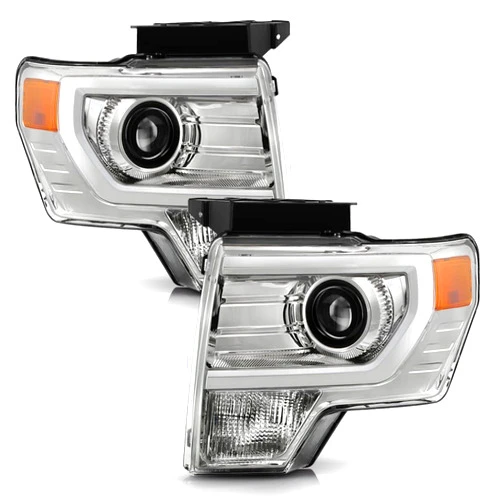 ACANII - For [Upgrade Style] 2009-2014 Ford F150 Chrome Housing Projector Headlights Headlamps Driver + Passenger Side