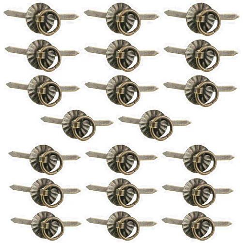 MroMax 20Pcs Metal Brad Fasteners Mini Pull Ring Handle DIY Crafts Decoration for Decorative Jewelry Box Chest Drawer Cabinet or Small Journals Bronze