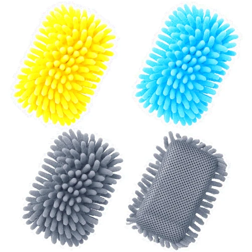Zonon 4 Pieces Dry Erase Eraser Microfiber Shag Washable Whiteboard Eraser for Markers, Chalk, Home and Office (Blue,Yellow,Gray)