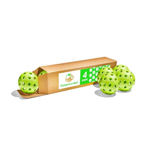 Compost-a-Ball 4-Pack Compostable Pickleball - Eco Concious Wheat Straw + Rice Husk Pickleball, 2.8 in Diameter