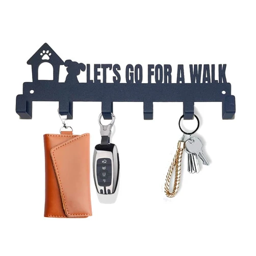 Msimplism.D Key Holder Wall Mount with 6 Hooks, for A Walk Dog Key Rack Organizer for Entryway, Kitchen, Office - Rustproof, Waterproof - Easy Installation, Gift for New Homeowners - 9.8inch/25cm