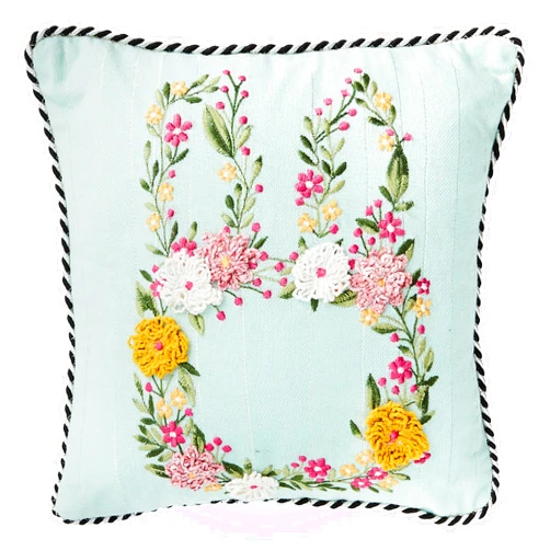 MACKENZIE-CHILDS Throw Pillow, Decorative Pillow, Floral Bunny