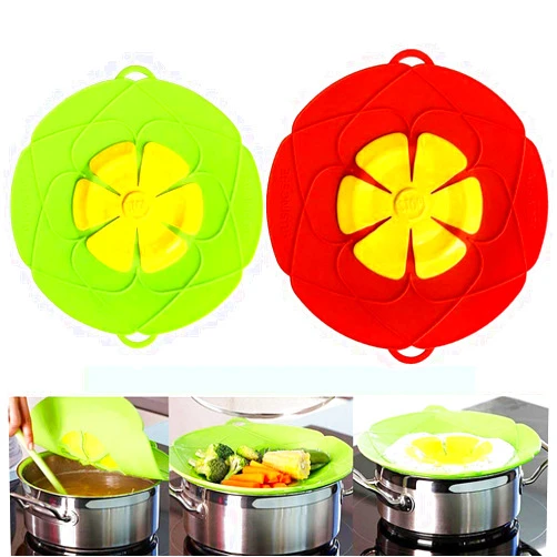 AUSINCERE Spill Stopper Lid Cover,Anti Spill Lid Cover,No Boil Over Lid,Pot Cover Silicone Spill Stopper Lid,Boil Over Safeguard, 10.2inch+11inch Multi-Function Kitchen Tool