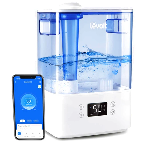 LEVOIT Classic300S Ultrasonic Smart Top Fill Humidifier, Extra Large 6L Tank for Whole Family, APP & Voice Control, Essential Oil Diffuser, Humidity Setting with Sensor, Quiet Sleep Mode, Night Light