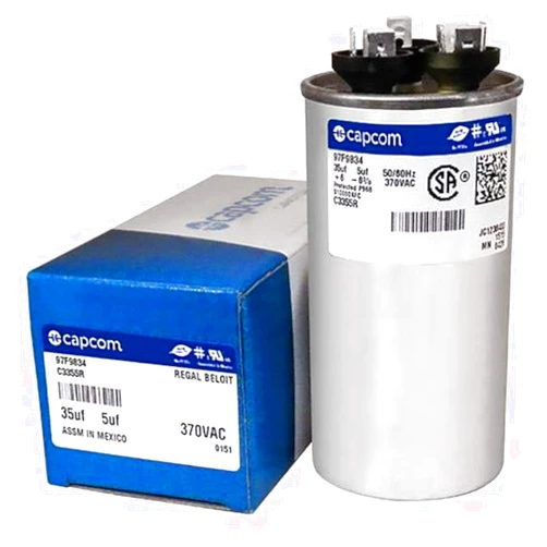 Genteq C3355R Capacitor Dual Run Round 35/5 UF MFD 370V VAC 97F9834 (Replace Old GE# Z97F9834) 35 and 5 MFD at 370V