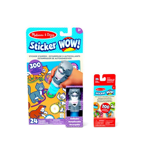 Melissa & Doug Sticker Wow!™ Cat Bundle: 24-Page Activity Pad, Sticker Stamper, Mini Activity Pad, 500 Stickers, Arts and Crafts Fidget Toy Collectible Character