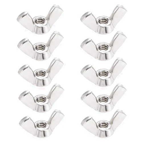 uxcell #10-24 Wing Nuts 304 Stainless Steel Shutters Butterfly Nut Hand Twist Tighten Fasteners Parts 10pcs