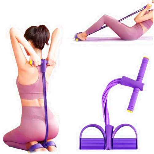 JoyfuiHomen 6-Tube Pedal Puller Resistance Band, Multifunction Tension Rope for Home Gym, Arm Leg Abdomen Waist Training Equipment for Stretching & Slimming, Yoga Pilates Exercise Band for Women & Men (Purple)