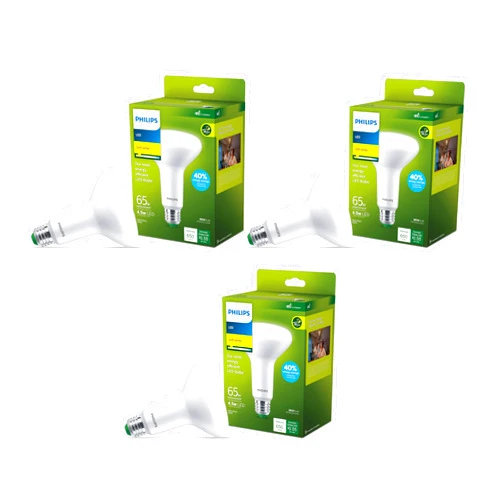 Philips LED PHILIPS BR30 Ultra Efficient Frosted Dimmable LED Light Bulbs - Flicker-Free Light Bulbs with EyeComfort Technology - Soft White 3000K - 650 Lumen - E26 Base - 3 Pack