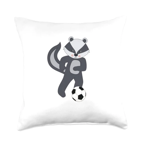 Cute Pets Soccer Animal Ball Sports Skunk Soccer Player Cute Wildlife Animal Throw Pillow, 18x18, Multicolor