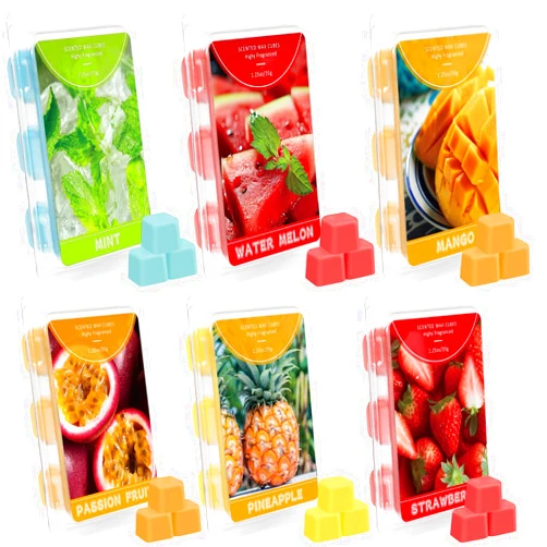 LA BELLEFÉE Wax Melts, Summer Scented Wax Melts, Soy Wax Melts Cubes for Warmer- Mint, Watermelon, Mango, Strawberry, Pineapple, Passion Fruit, Natural Aromatherapy Scented Wax Blocks (6 Packs)
