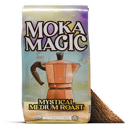 Moka Magic Organic Fine Ground Coffee | Mystical Medium Roast | Perfect Espresso for Moka Pots | 100% Arabica | 12 oz