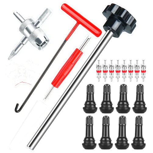 Lettry 22Pcs Quick Change Tire Valve Tool Kit, Tire Valve Stem Core Quickly Replacement Tool Kit, Perfect Tool for Replacing Leaky Valves in Cars,ATVs,Trucks, etc, With 4 TR413/TR414, 8-Way Valve Tool