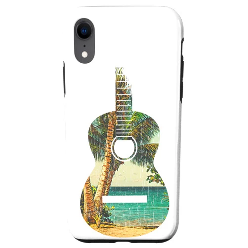 Music Lover Guitars Themed Guitar Beach Vacation Acoustic Guitars musician Music Theme Case for iPhone XR