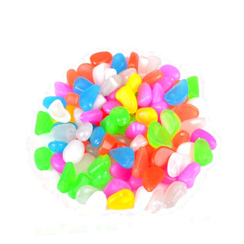 CORHAD 100pcs Luminous Cobblestones Pebbles Stones for Aquarium Fish Tank Gravel Glow The Dark Decorative Pebbles for Garden and Yard Landscaping