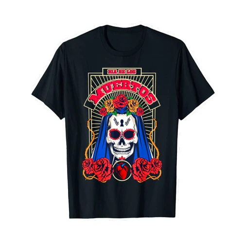 Día de Muertos Tradición Festividad Gifts DIMMERCH Catrina Red Roses | Camiseta Day of the Dead T-Shirt