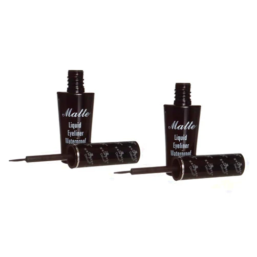 Italia Deluxe Makeup Matte Black Liquid Eyeliner Waterproof Eye liner & Zipper Bag (2pcs x Matte Black)