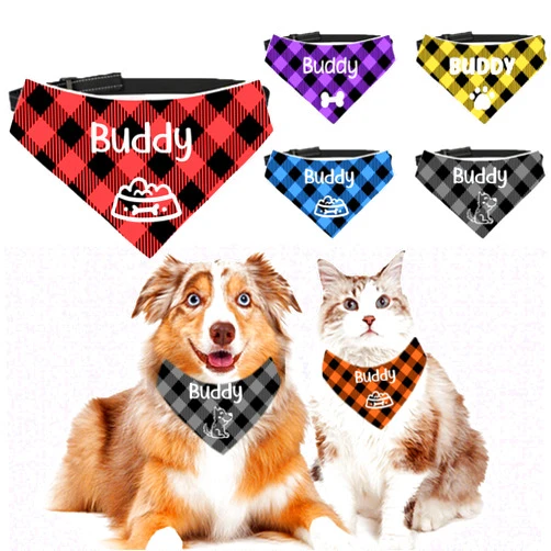 Custom Personalized Dog Bandana,Custom Pet Scarf Dog Bandana,Custom Dog Plaid Neckwear Name Design Triangle Bibs Kerchief, Pet Costume Accessories for Small Medium Dogs Cats Birthday Gift,S (11.8-19.6 Inch)