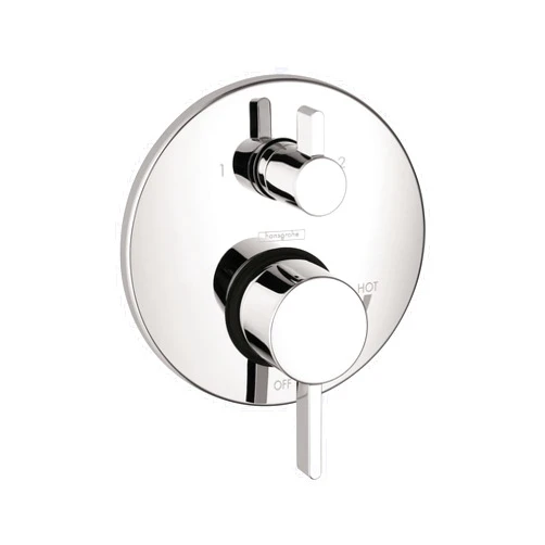 hansgrohe Ecostat Modern Pressure Balance Shower Valve Trim with Diverter in Chrome, 04447000