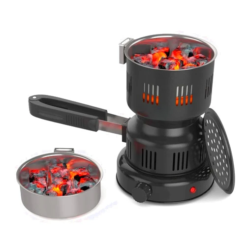 Jimoco Electric Stove Coconut Charcoal Starter, 120V~500W, Detachable Handle, Stainless Steel Grill & Rack, Smart Heat Control, Long Cable for BBQ Kitchen