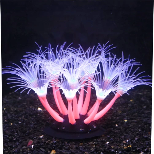 Bluecoco Soft Silica Gel Moves Naturally with Water Flow, Aquarium Decorations Glow in The Dark, Glowing Coral Ornaments for Fish Tank Decorations (Pink, Sunflower)