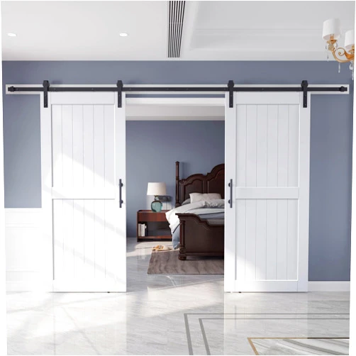 FINOSEN Two Set of 36in x 84in White Barn Door with 6.6FT Sliding Barn Door Hardware Kit and Track Connector