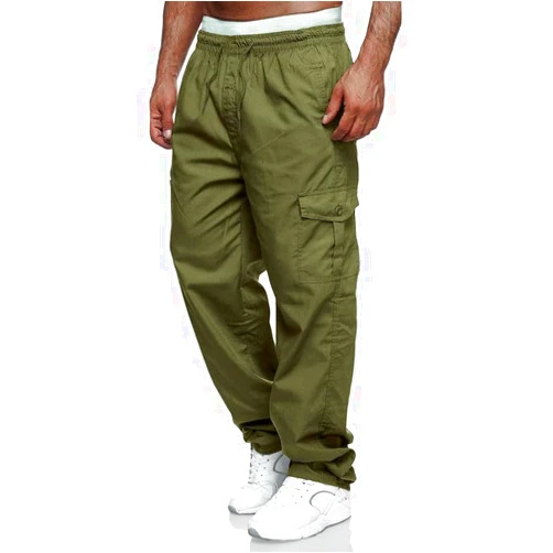 JMIERR Cargo Pants for Men Casual Cotton Relaxed Fit Pants Stretch Elastic Waist Lightweight Work Pants Multi Pockets