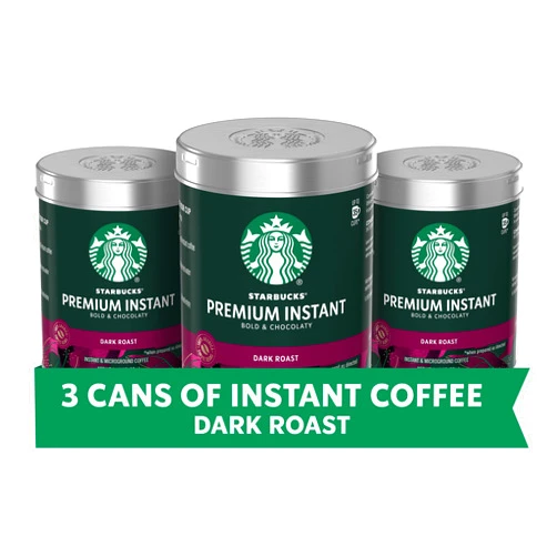 Starbucks Premium Instant Coffee, Dark Roast, 100% Arabica Beans, 3 Pack (3.17 Oz Each)