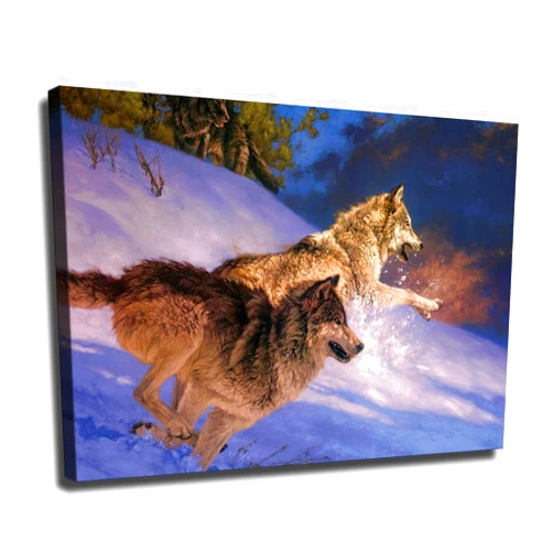 NGANOH Wolf Predator Animal Poster Canvas Print Painting Picture Wall Art Bedroom Living Room Decor (frame,8x12 inch)