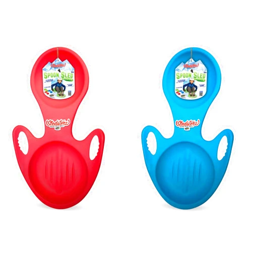 Geospace Sledsterz Spoon Snow Sled by Geospace for Winter Sledding Fun: 2-Pack; Assorted Colors (Green, Blue or Red)