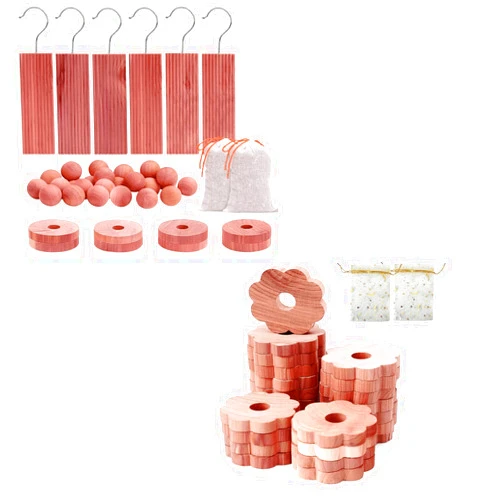 Homode Cedar Blocks for Clothes Storage, 100% Aromatic Red Ceder Wood, Cedar Chips and Cedar Rings for Closets and Drawers