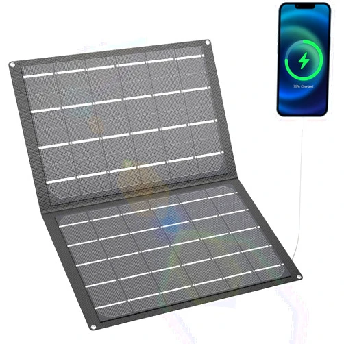 MARBERO 21W Foldable Solar Panel with USB-C USB-A Outputs for Phones, Power Banks, Tablets, Portable Solar Charger Waterproof for Camping, Hiking, Backpacking, Power Outage