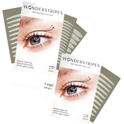 Wonderstripes Eye Lid Tape, Trial Pack + Large | Eyelid Lifting Stripes for Hooded Eyes | Invisible Silicone Tape for Droopy Eyes | Multiple Sizes for All Eye Shapes | Easy To Apply
